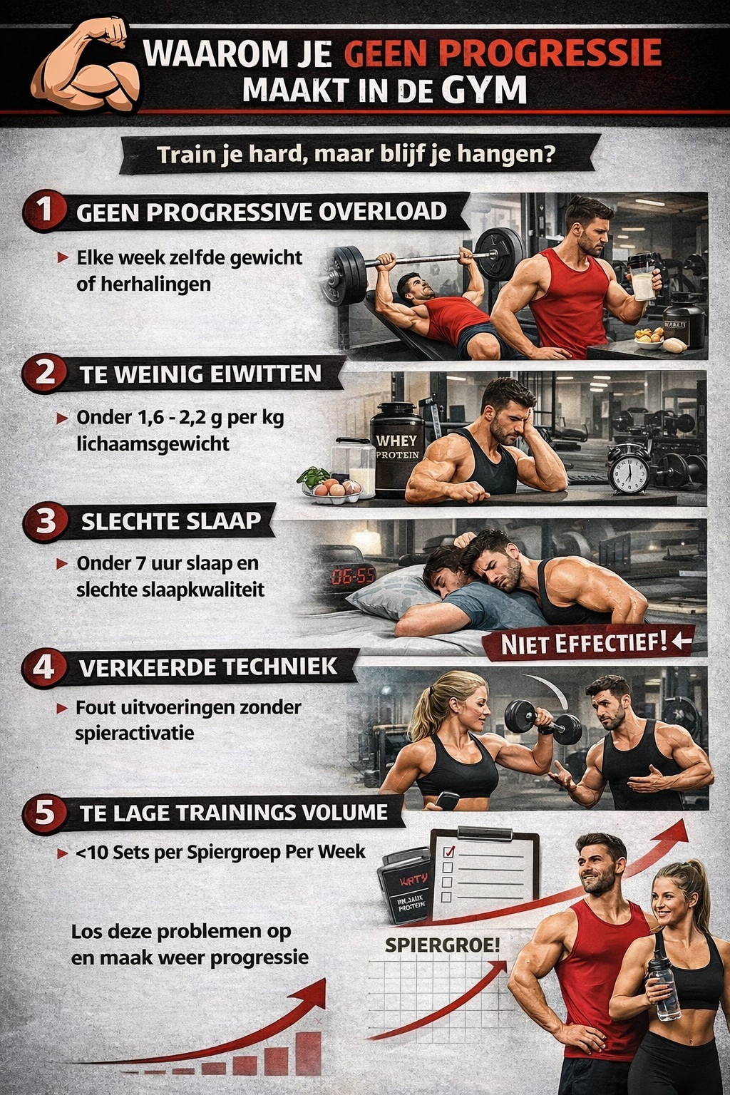 Waarom je geen progressie maakt in de gym (en hoe je dit fixt)
