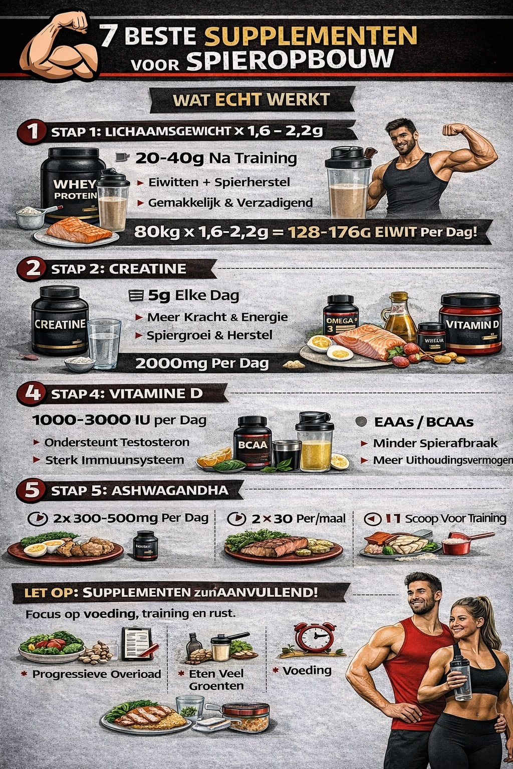 Beste supplementen voor spieropbouw (wat werkt echt?)